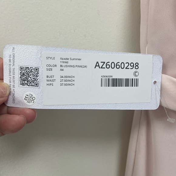 Azazie Size A4 Blush Pink long Sleeveless Gown $190 - Picture 14 of 16